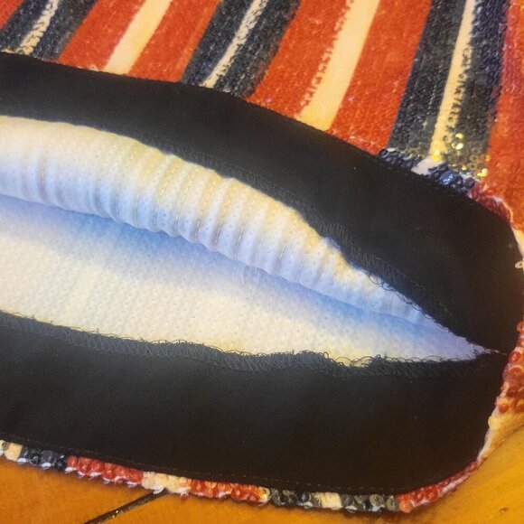 ZARA Sequined Lace Neckline Spaghetti Strap Blouse - Blue/Red/Black/Cream - Sz M - Picture 12 of 14